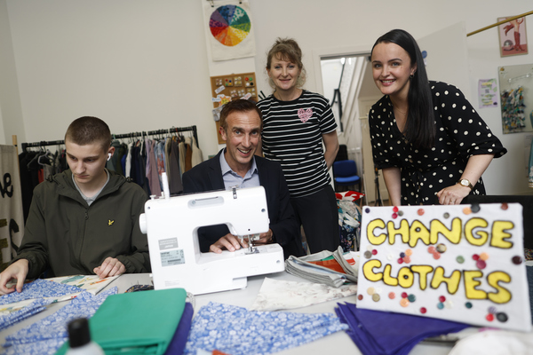 Stephen Gallagher at work with Change Clothes members
