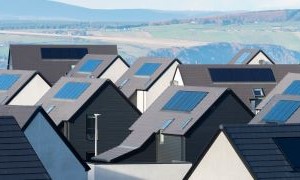 Solar panels pv on roof tops of Irish homes