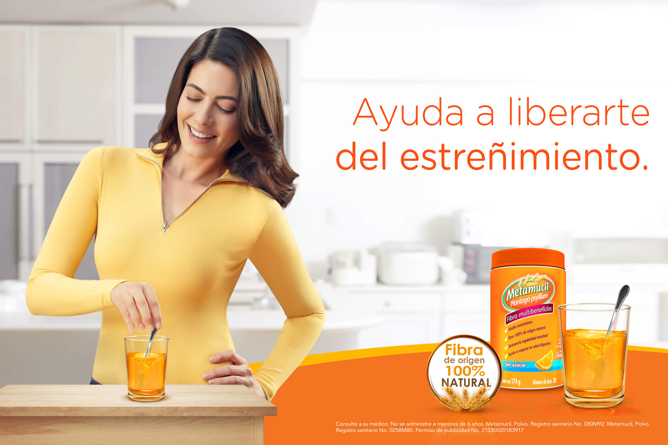 Banner Metamucil Sabor Naranja en bote 174g