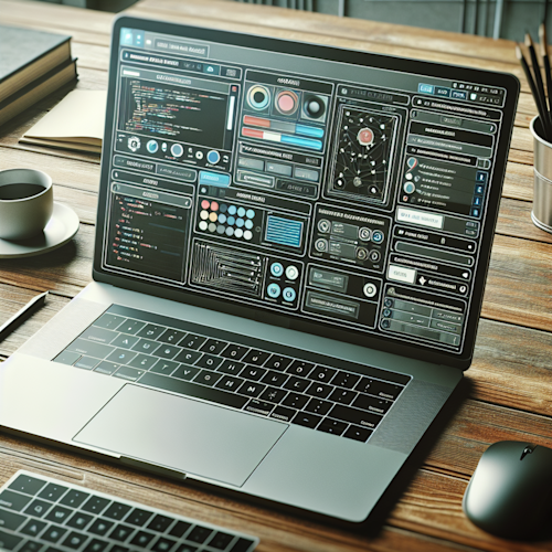 Laptop screen showing web design tools.
