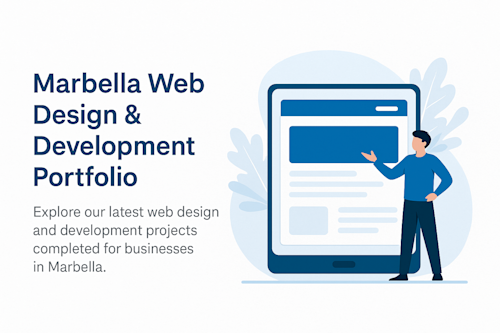 Illustration showcasing recent web design projects for businesses in Marbella