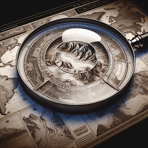 A magnifying glass on a website displaying a map.