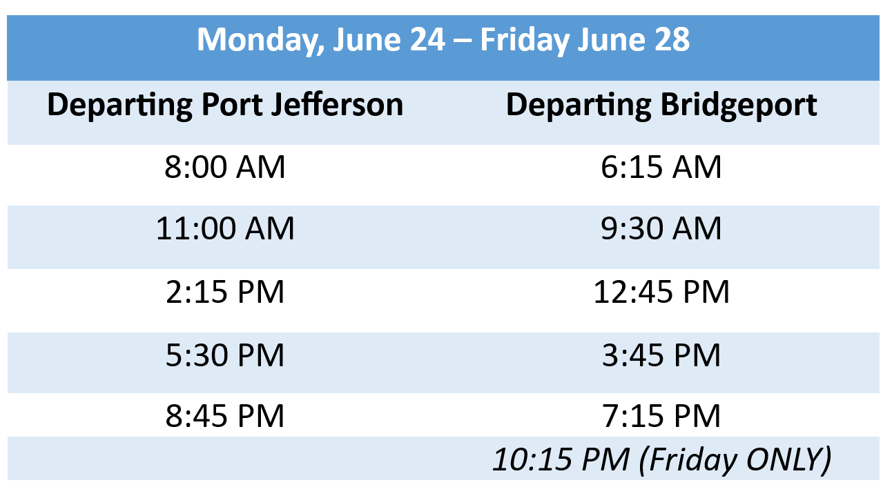 Bridgeport To Port Jefferson Ferry Schedule