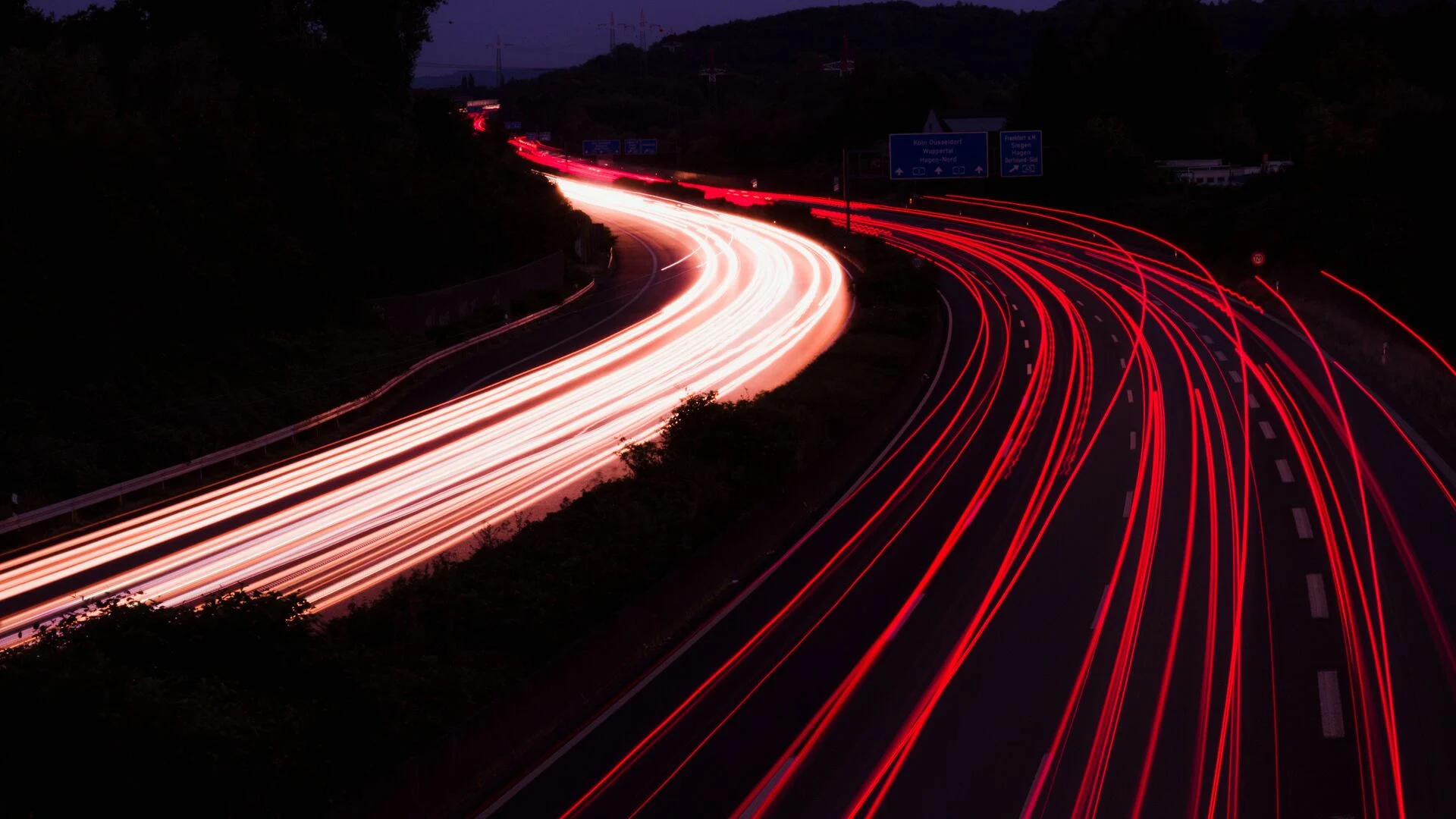 Light Effects Lines on the Road During the Night