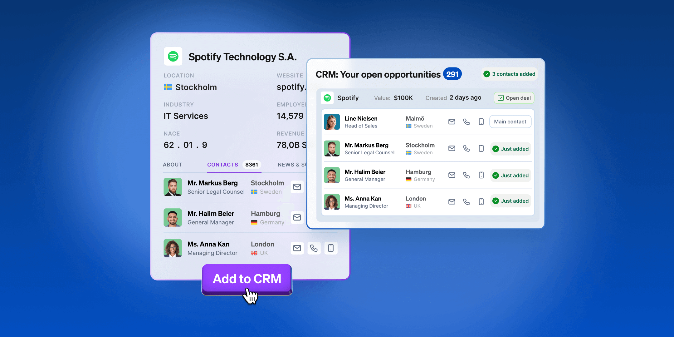 Add additional contacts to your existing CRM opportunities