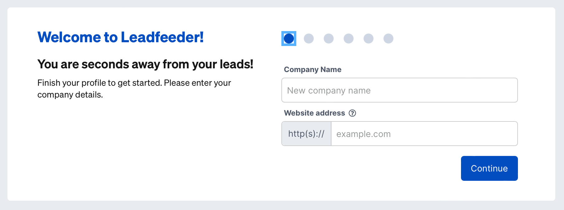 Leadfeeder free trial step 2