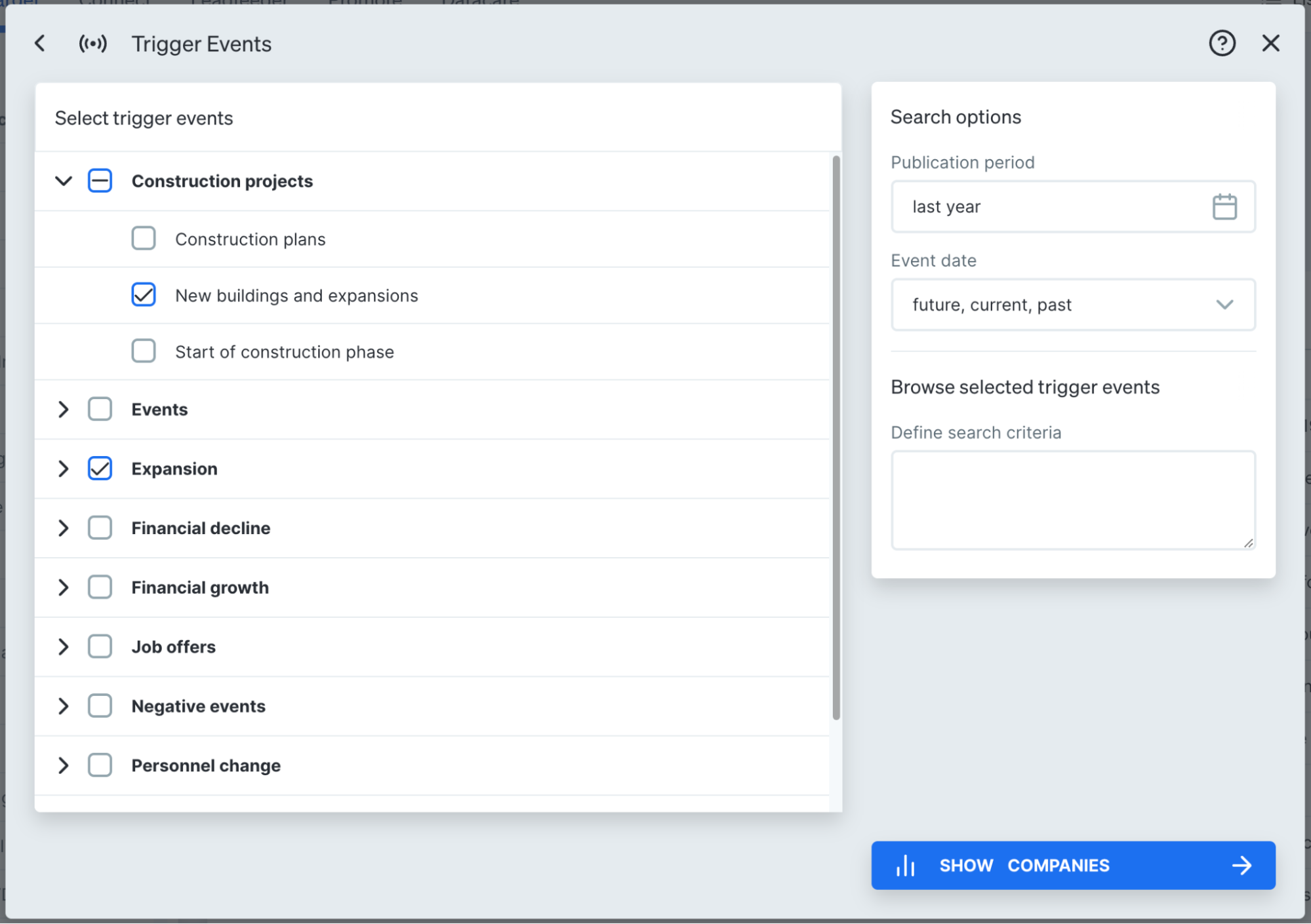 Searching for trigger events in Target