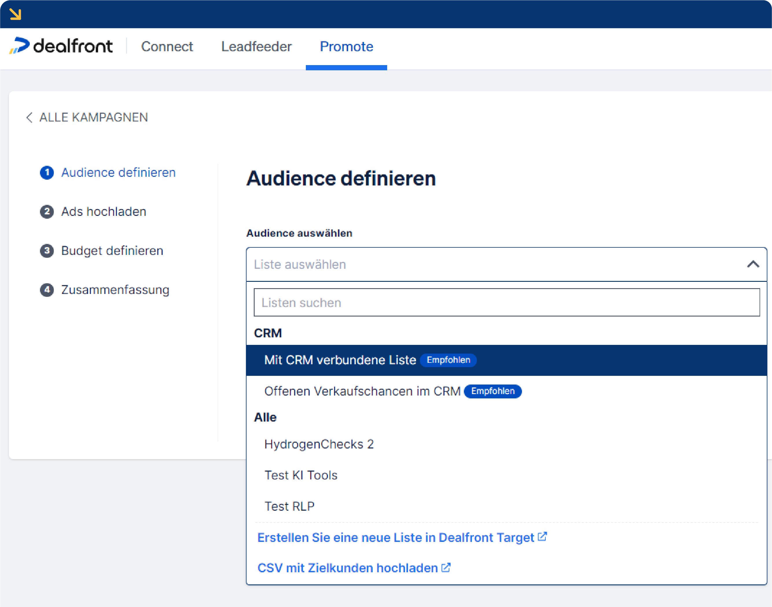 So lädst Du eine Firmenliste in Promote
