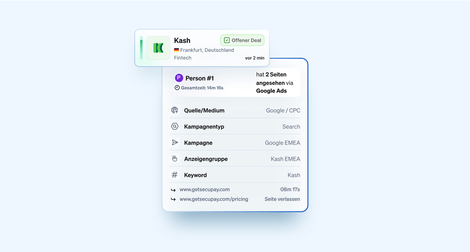Beispiel Firmenbesuch in Google Ads Kampagne in Leadfeeder