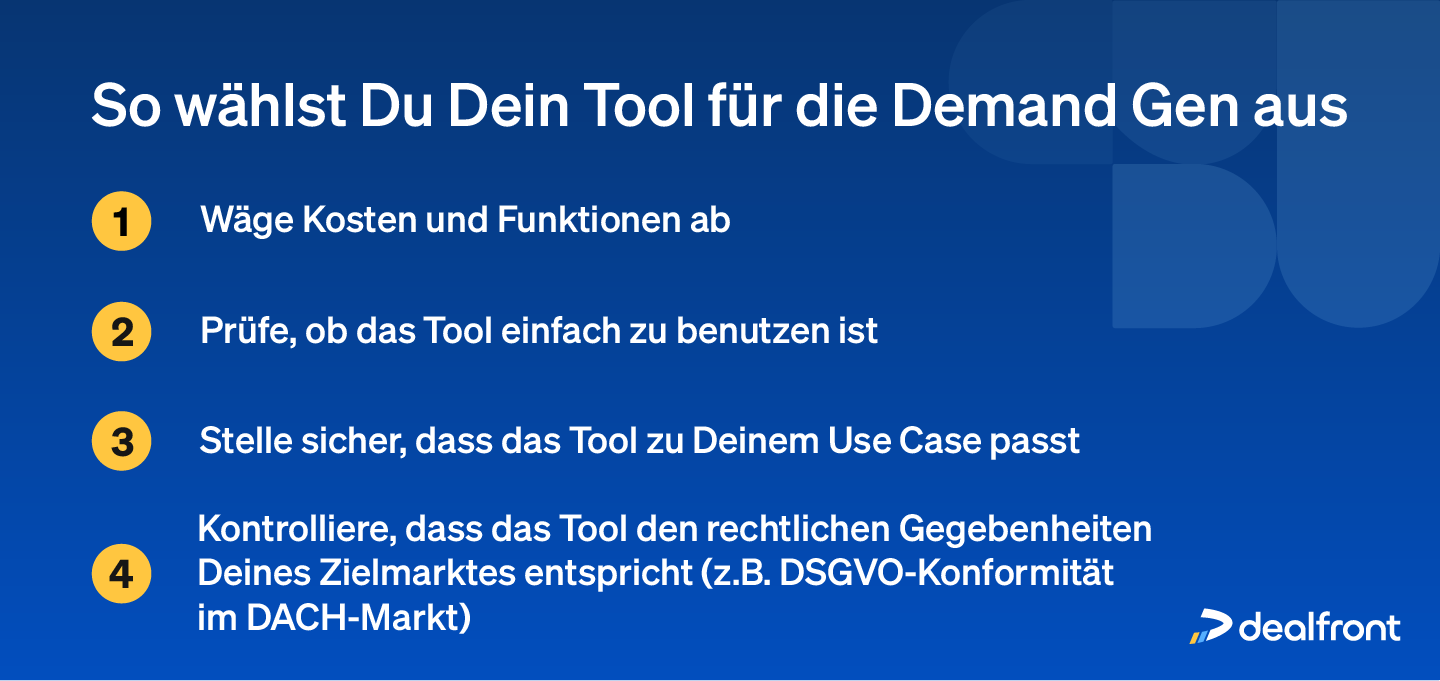 So waehlst Du dein Tool für Demand Gen aus
