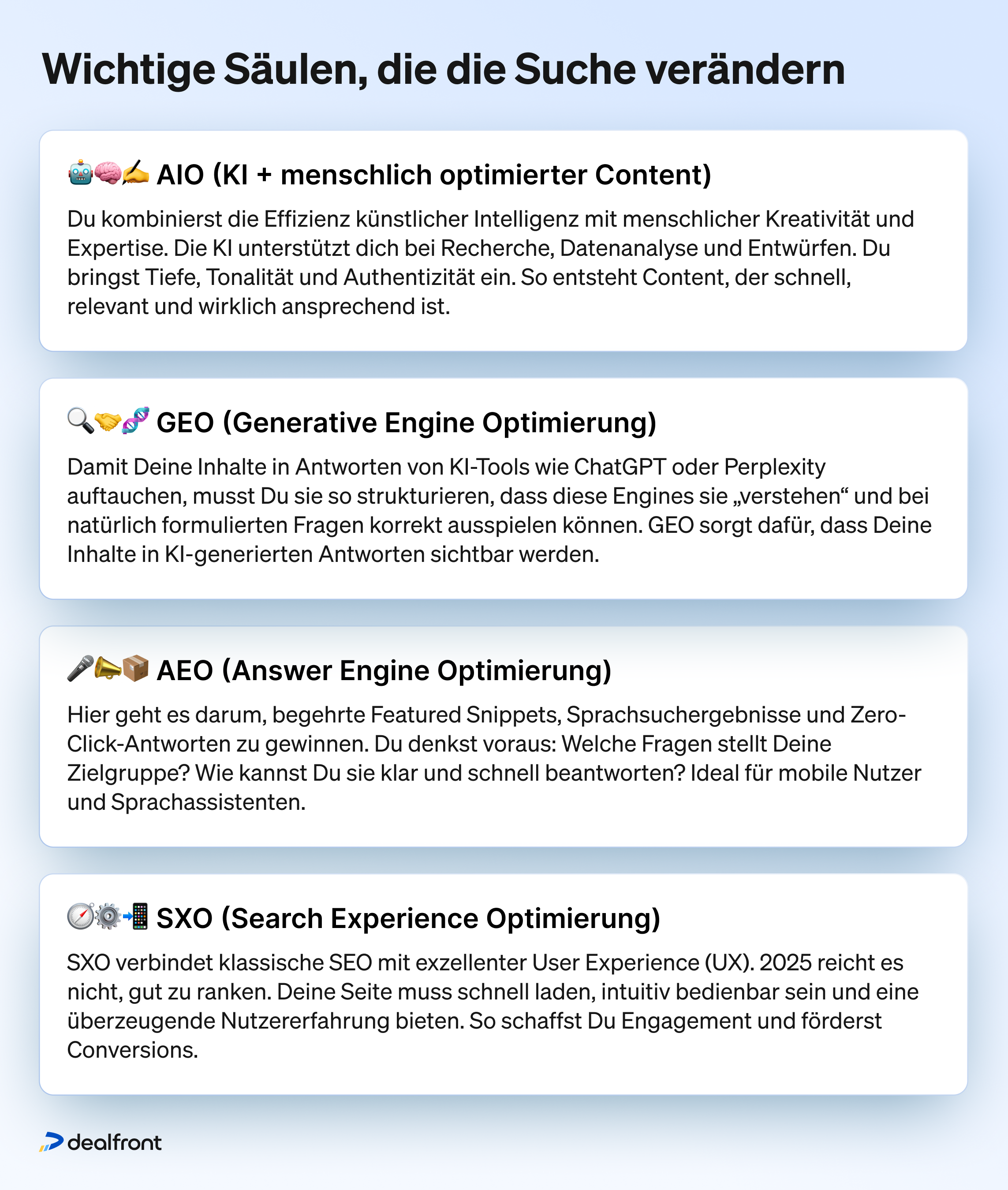 Wichtige Säulen, die die Suche verändern