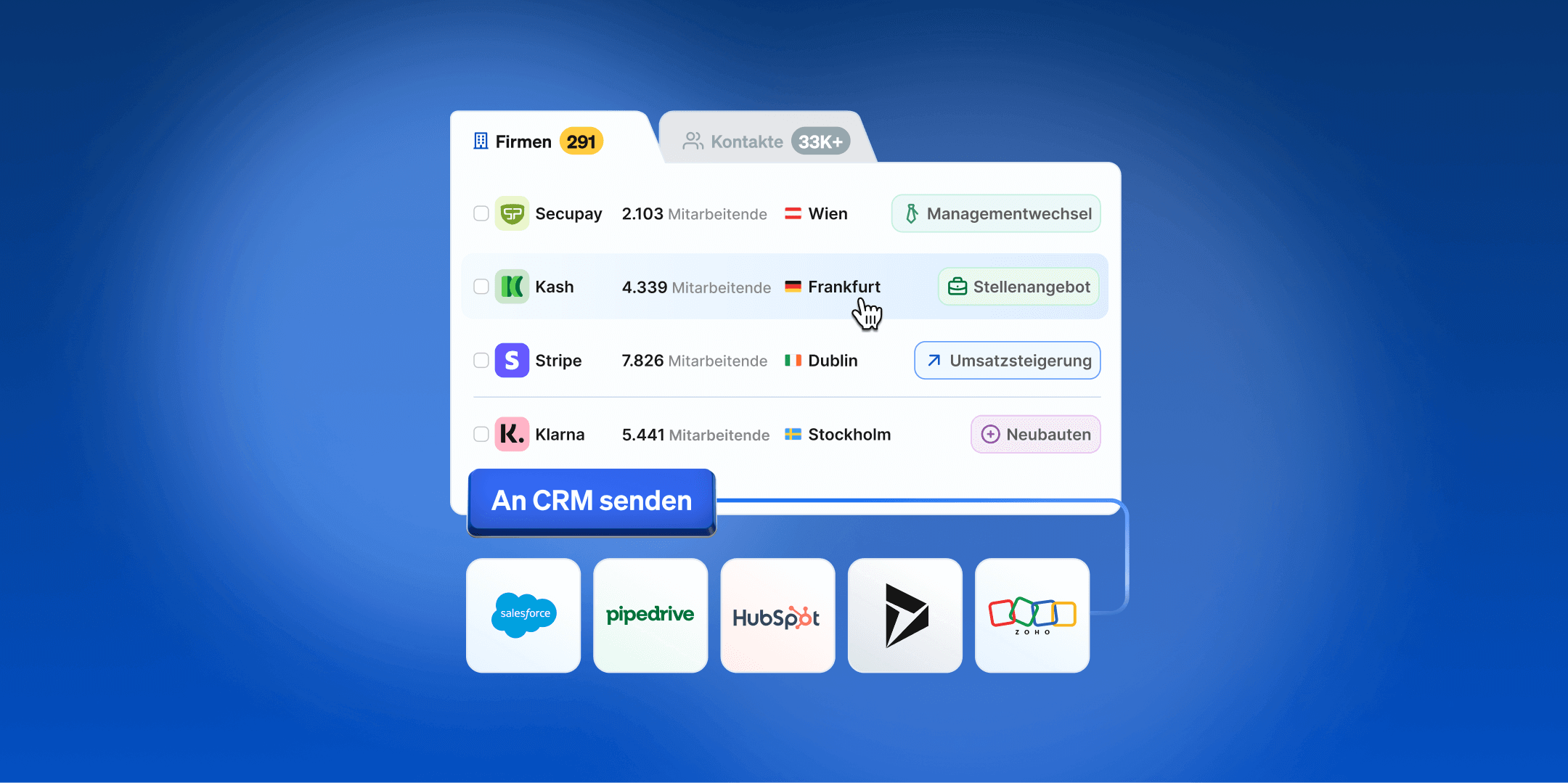 Füge neue Firmen mit der Bulk-Funktion in Dein CRM hinzu