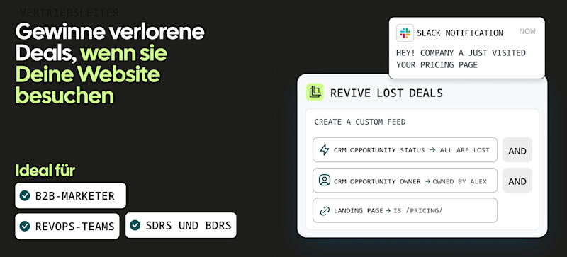 Gewinne verlorene Deals, wenn sie Deine Website besuchen