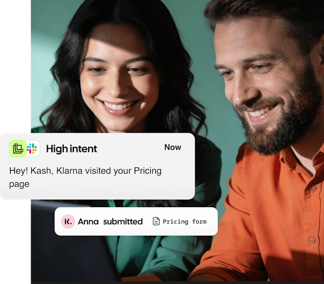 Leadfeeder flagging a high-intent website visit and a submitted pricing form