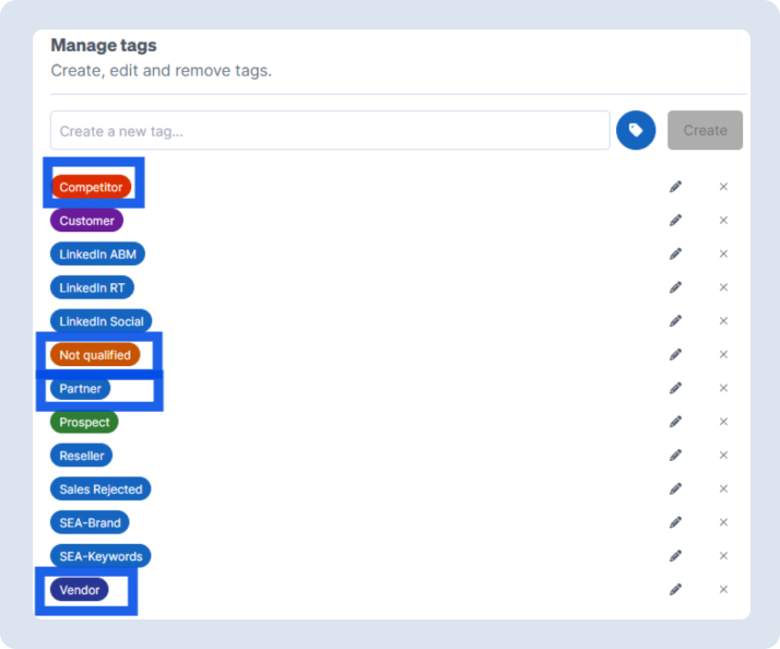 Give reps the ability to tag and segment accounts within the CRM
