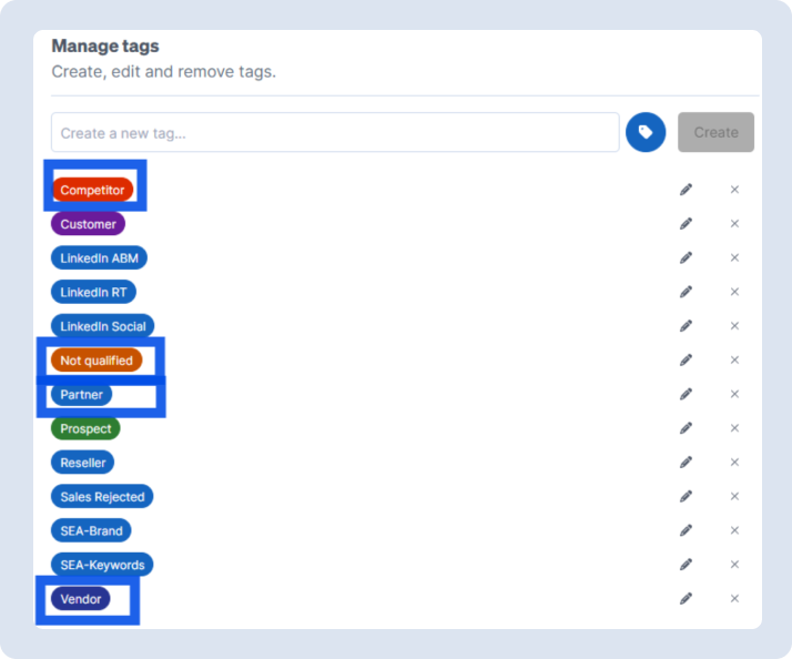 Give reps the ability to tag and segment accounts within the CRM