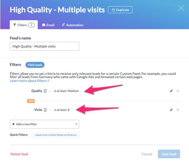 Leadfeeder high quality leads
