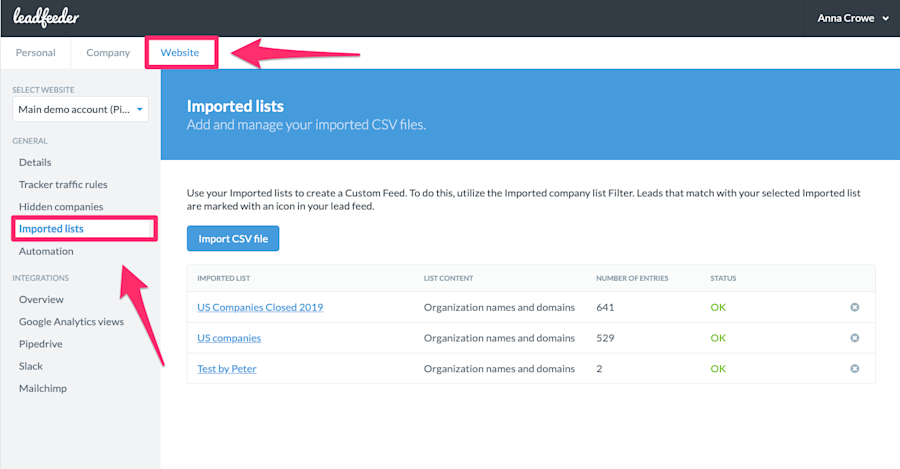 imported-lists-leadfeeder-website