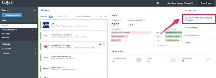 imported-lists-leadfeeder-setting
