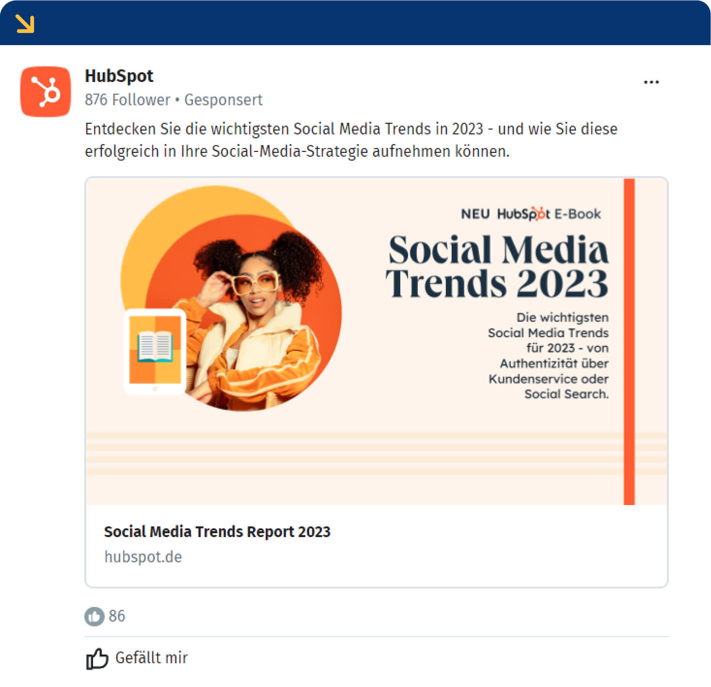 Werbeanzeige des CRM-Anbieters HubSpot für seinen Trend-Report
