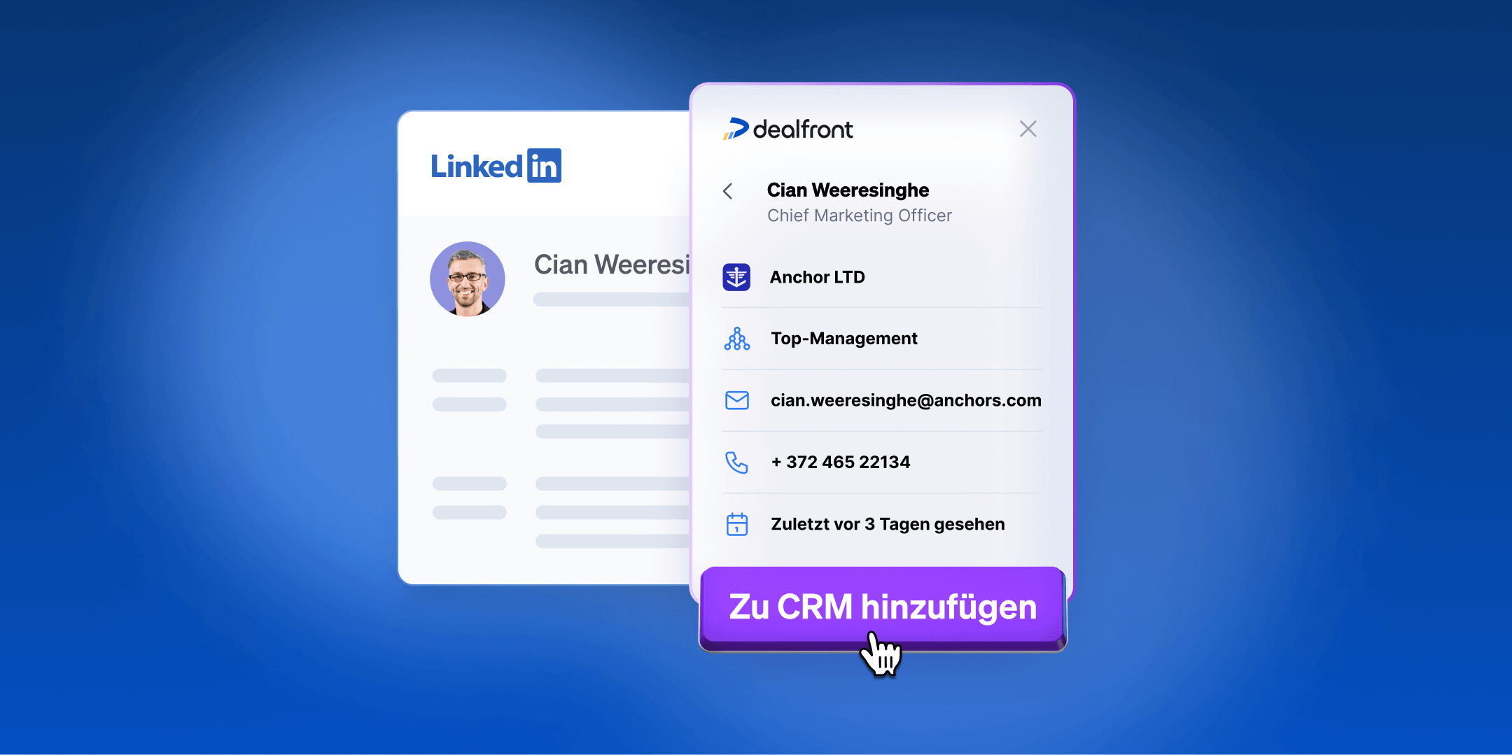 Füge Kontakte aus LinkedIn in Dein CRM hinzu