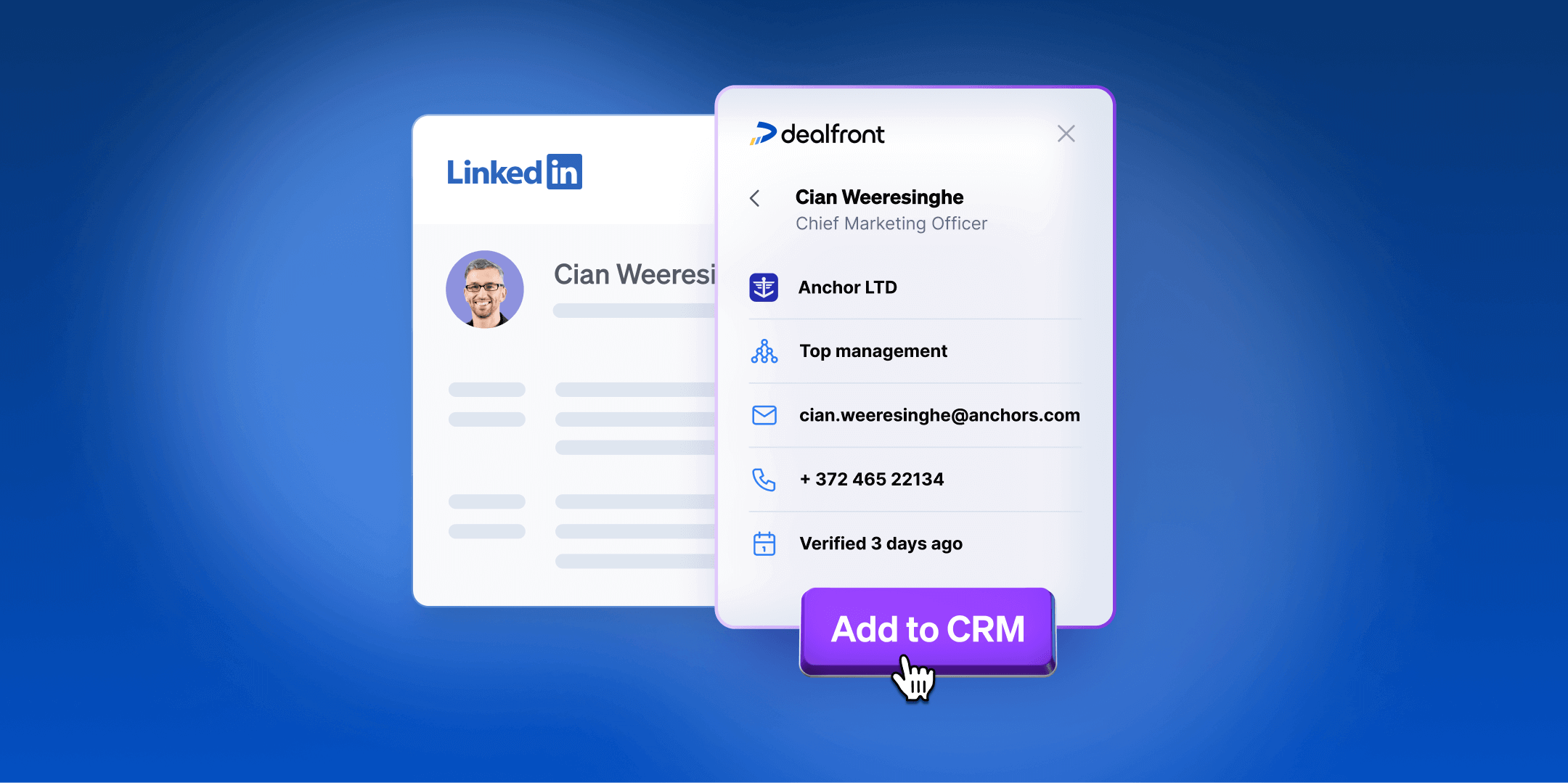 Seamlessly add contacts from LinkedIn to CRM