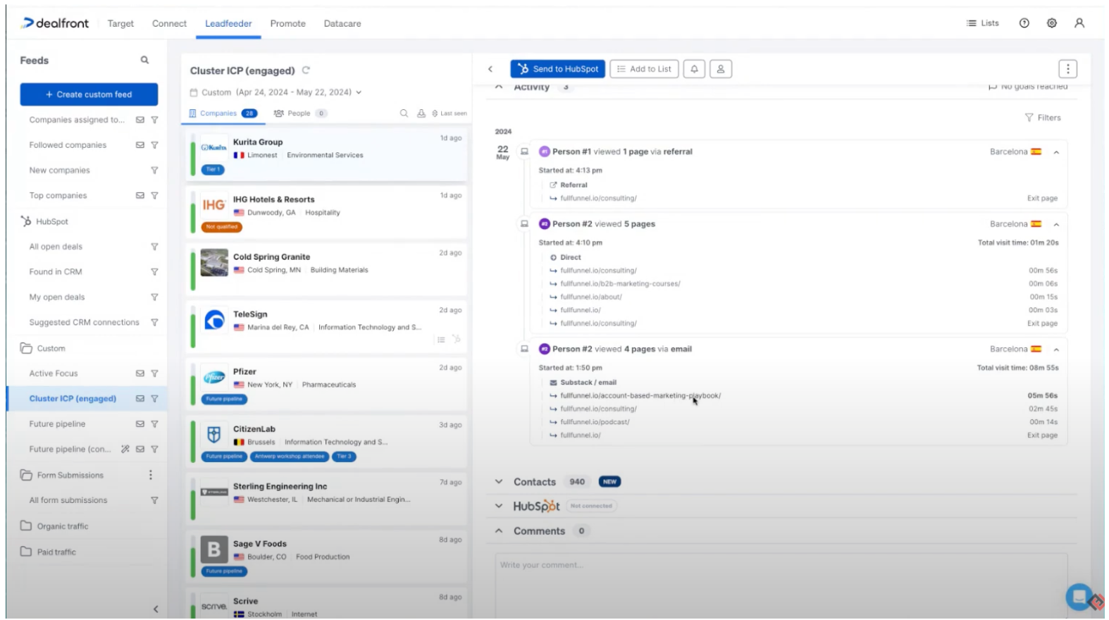You can create a custom feed in Leadfeeder for each of the segments by setting relevant filters.