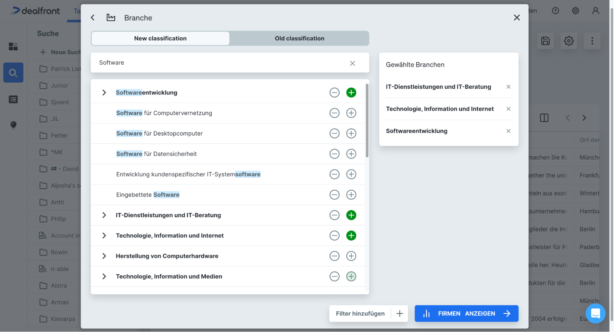 Wie Du mit Dealfront Target Deinen TAM berechnest - Wähle Deine relevante Branche
