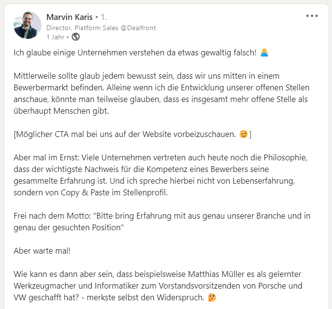 Thought Leadership example Marvin Karis