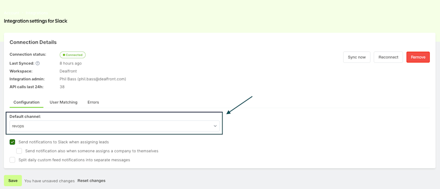Slack integration step 6