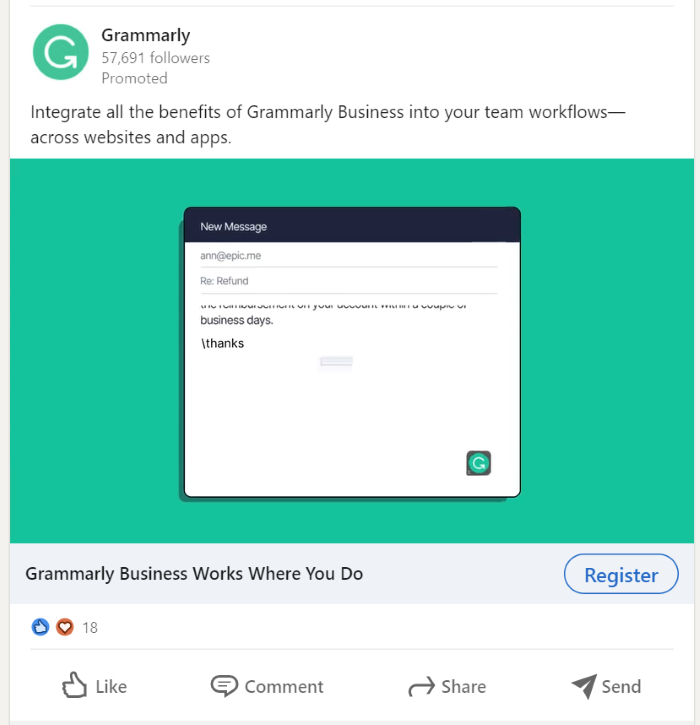 grammarly targeted ad example