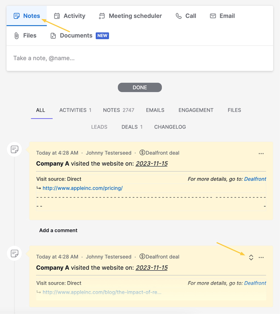 Pipedrive Visits