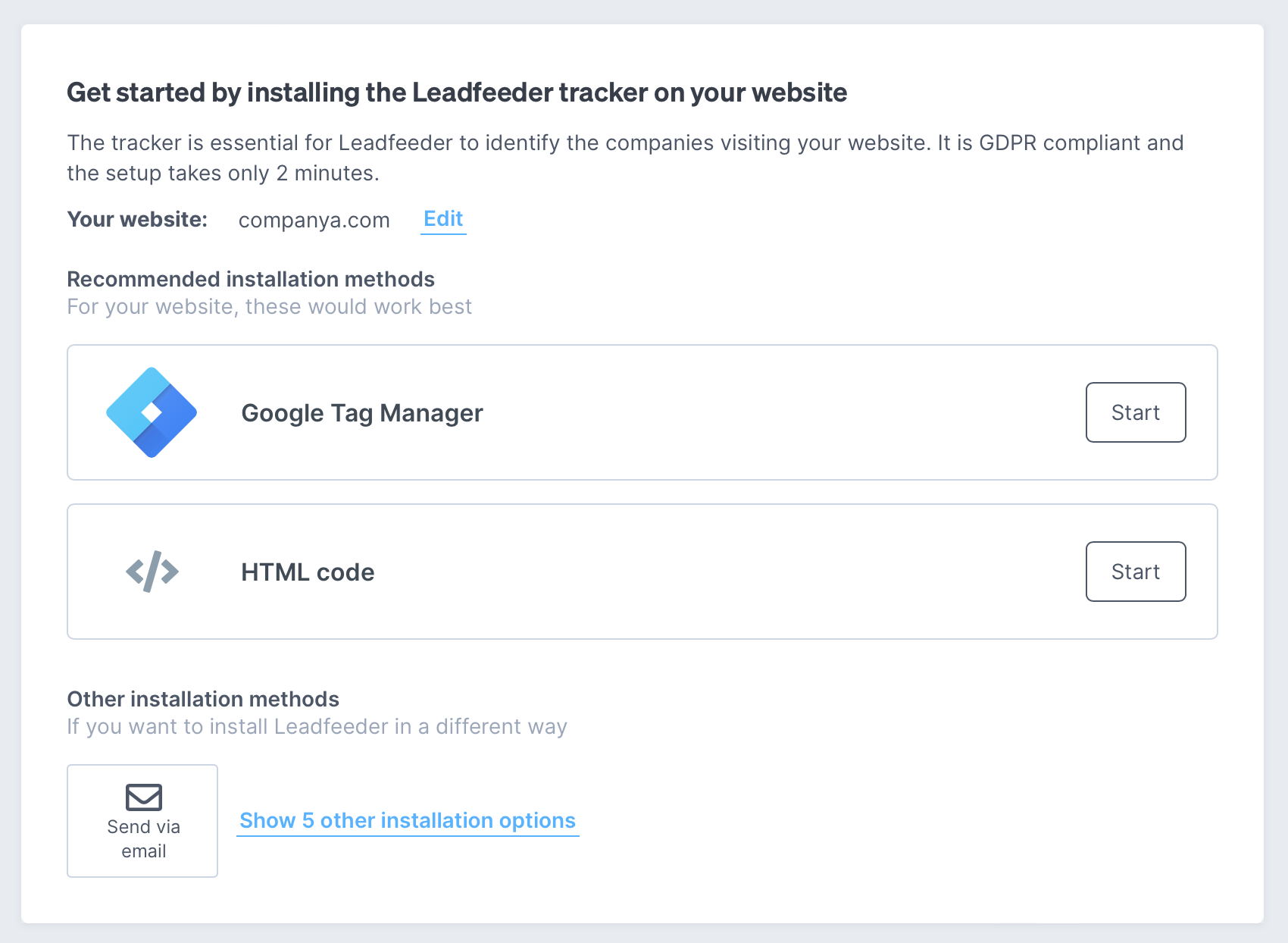 Leadfeeder free trial step 8