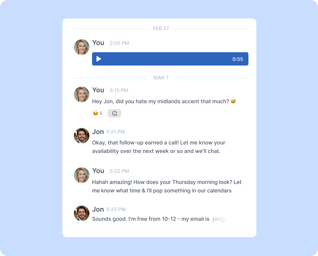 LinkedIn voice note example