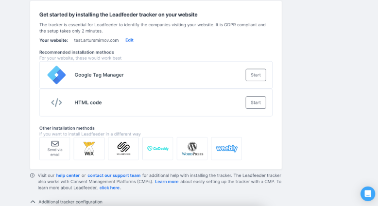Install leadfeeder tracker