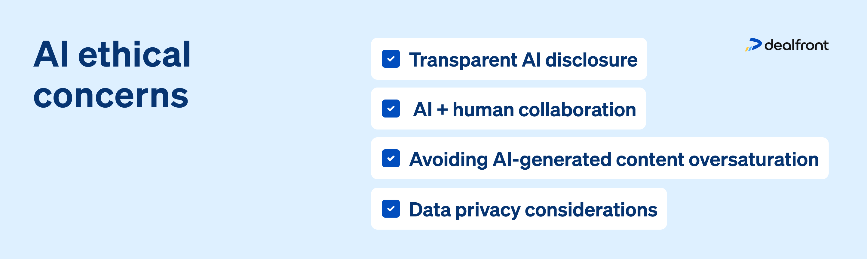 Checklist-style infographic addressing AI ethical concerns