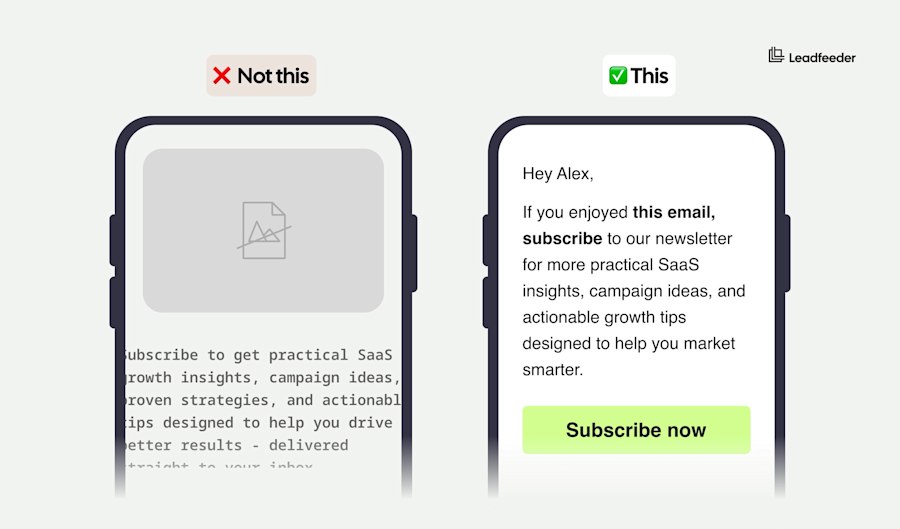 B2B email UX principals example