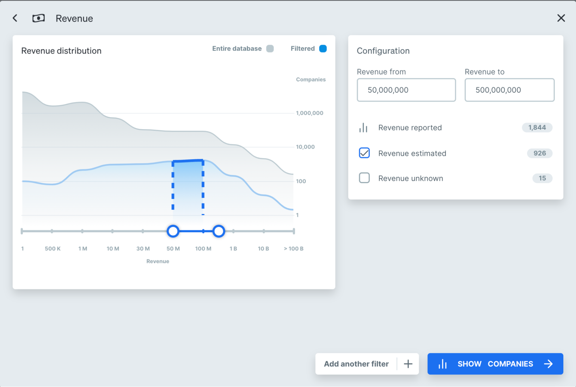 How to filter by annual revenue in Dealfront Target