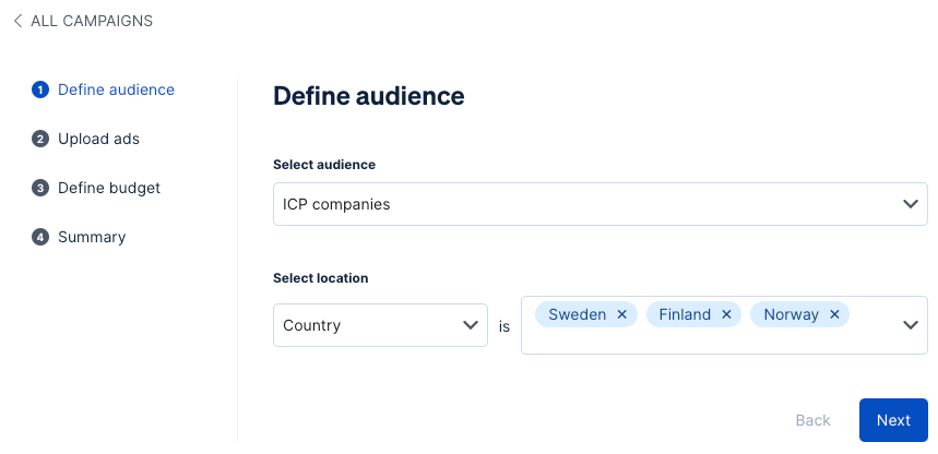 Define your audience for ad campaign in Promote