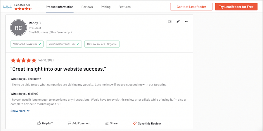 leadfeeder-g2-review