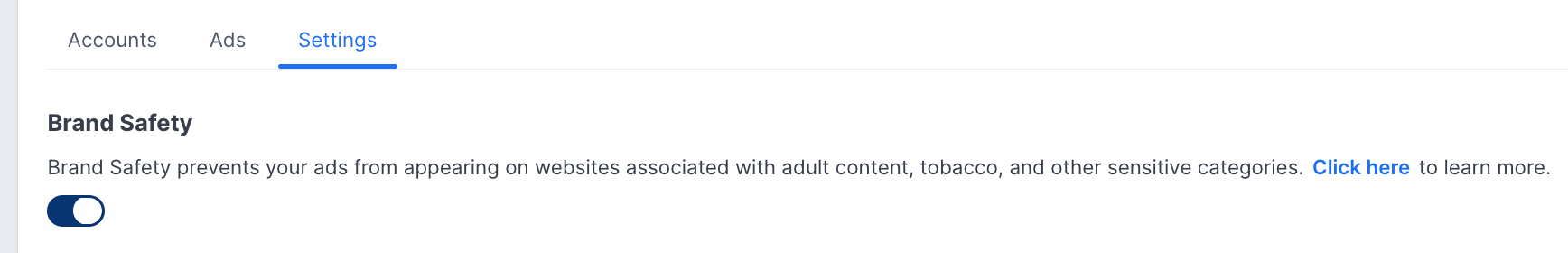 Brand Safety settings