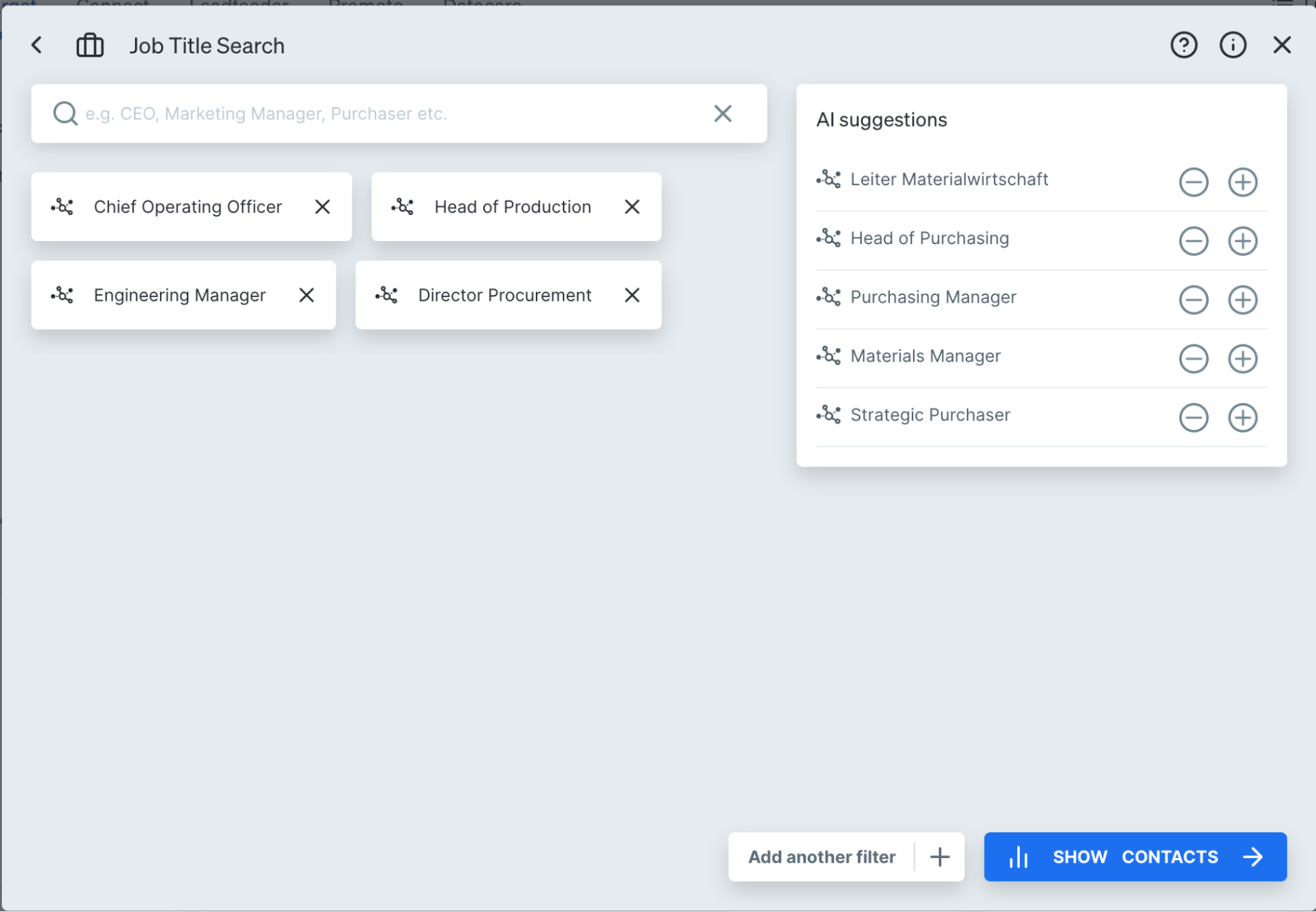 How to filter by job title in Dealfront Target