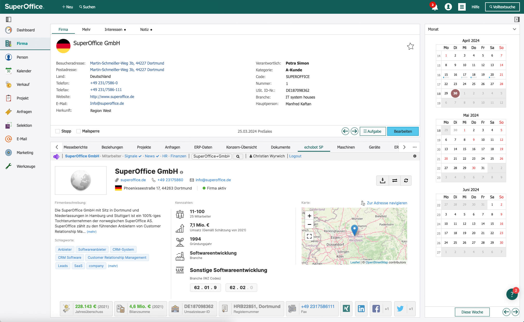 Dealfront Integration in SuperOffice