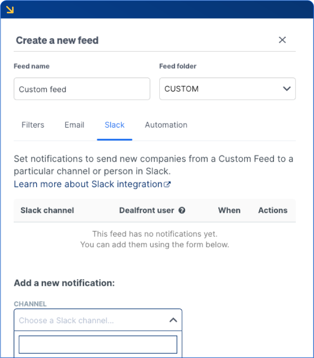 Create feed in Leadfeeder by Dealfront