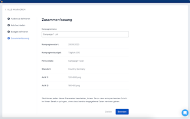 Zusammenfassung der Kampagne in Promote