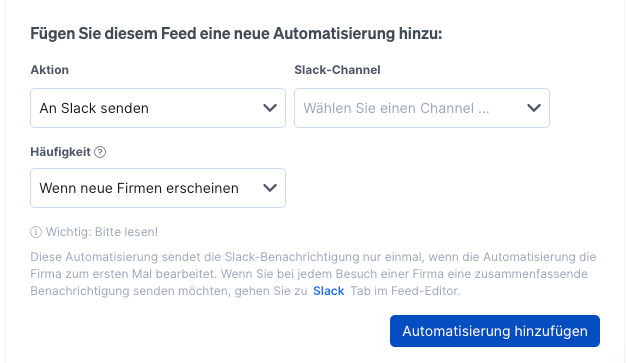 Fuege Automatisierung fuer Slack Nachrichten hinzu