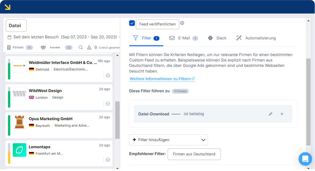 Web Visitors Dateitracking Feed