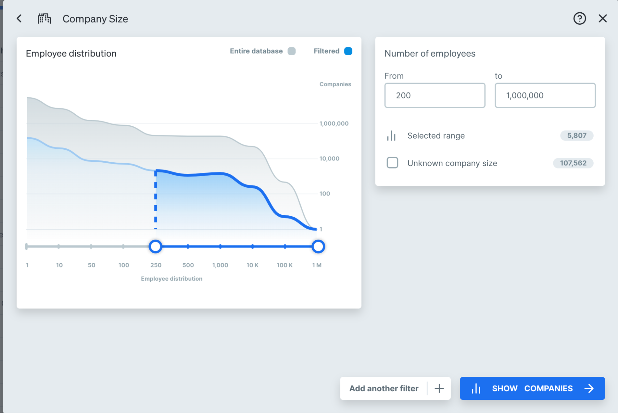 Define company size in Dealfront Target