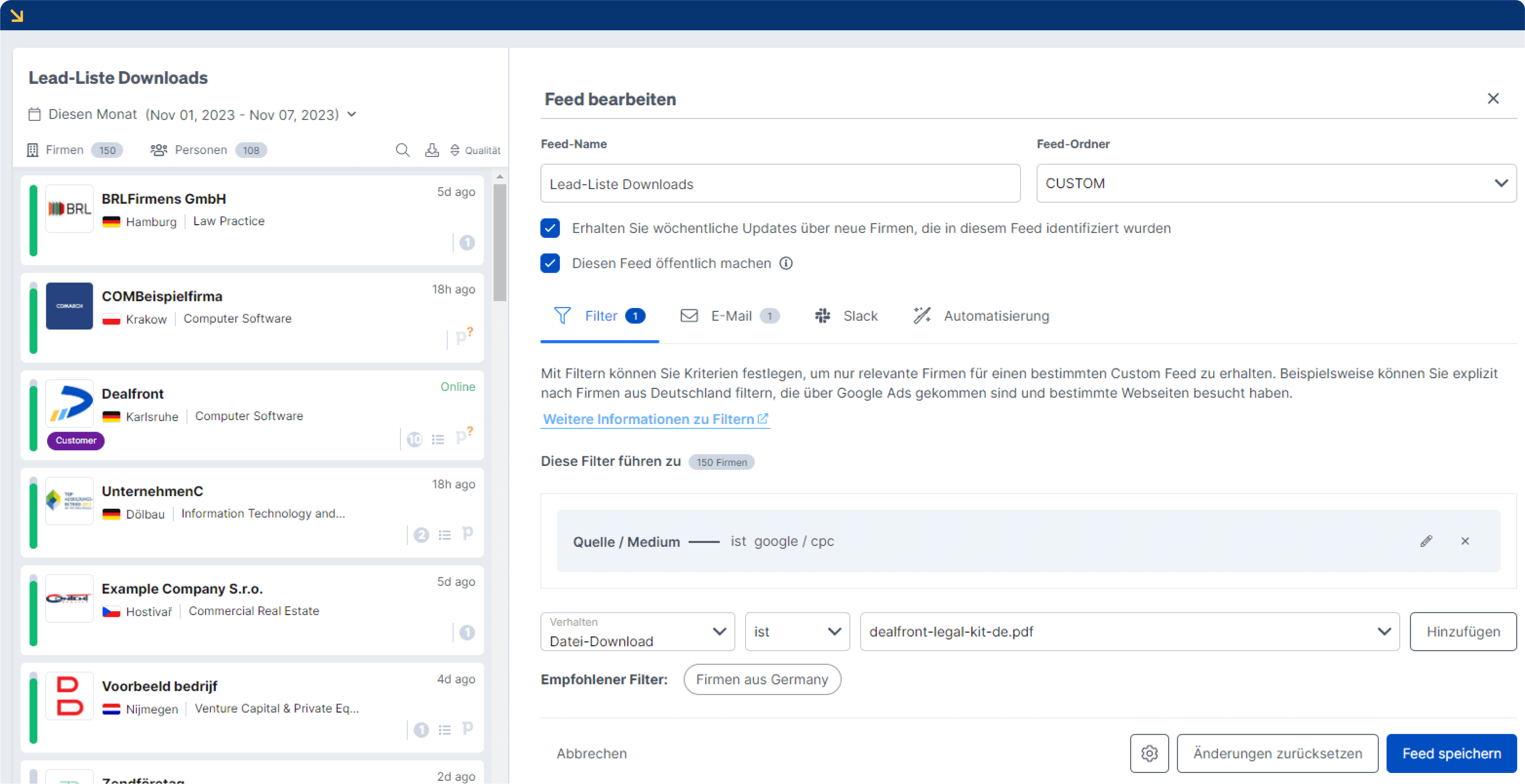 Ungated content in Leadfeeder by Dealfront