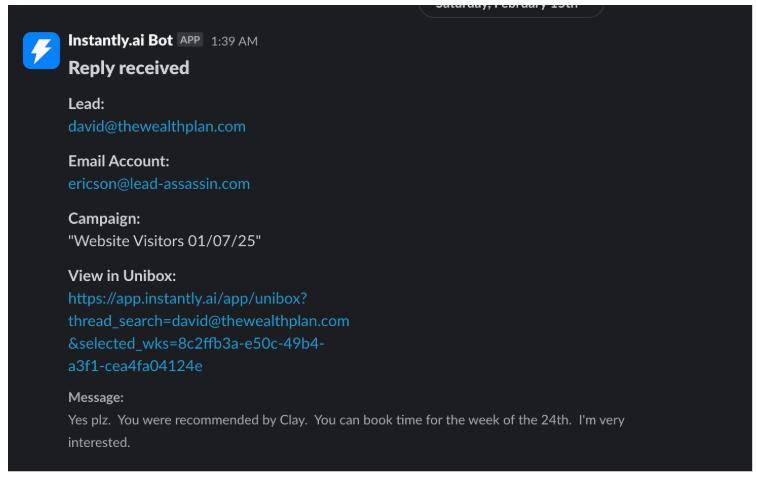 2nd Slack message